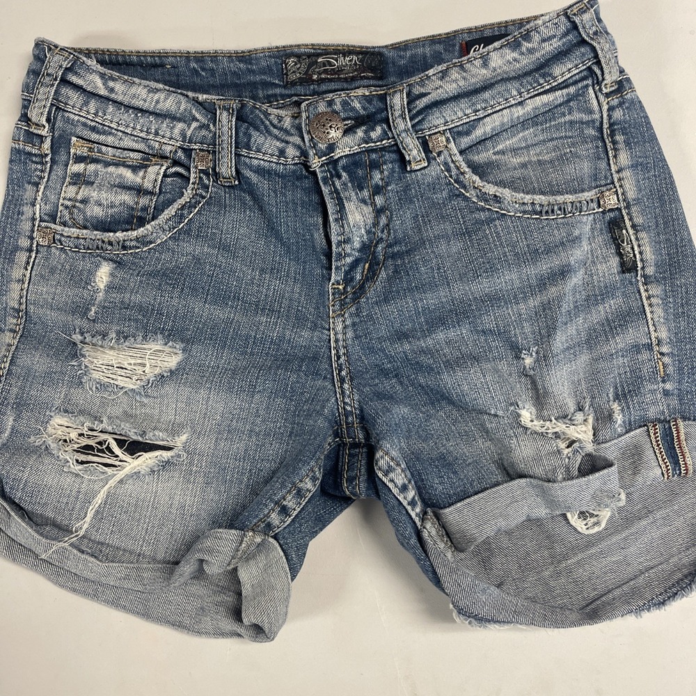 Silver Jean Shorts W27xL41/2 Boyfriend Mid-Short